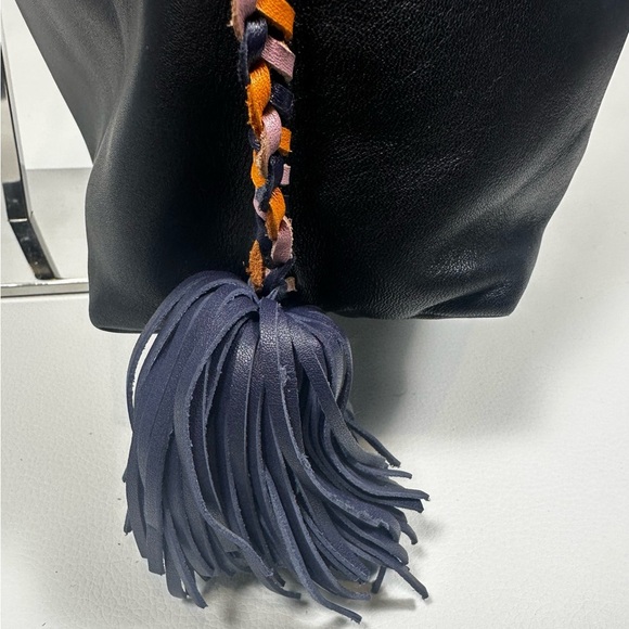 Rebecca Minkoff Chase Large Hobo Black Leather Women's Shoulder Bag Fringe - Picture 4 of 13